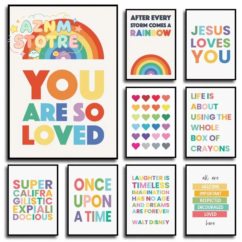 Home Decor Minimal - Inspirational Quote Canvas Painting Poster Colorful