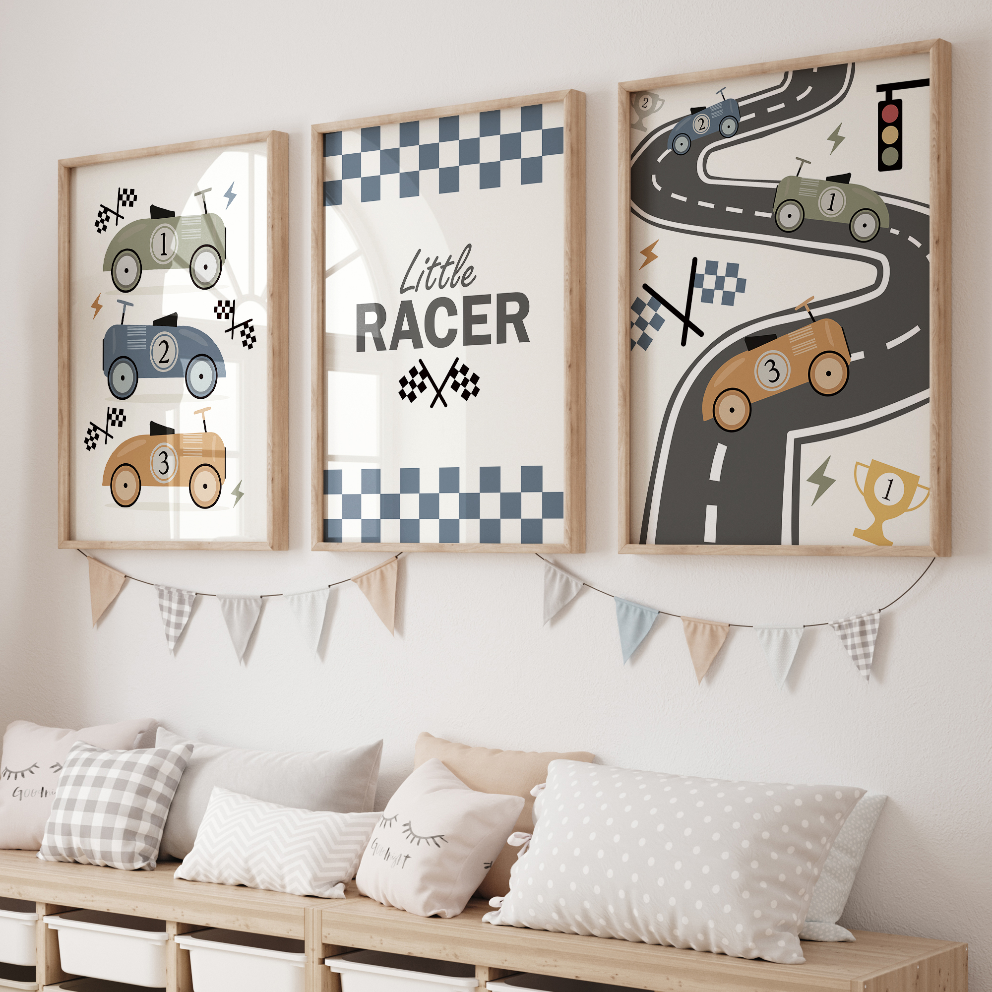 Home Decor Minimal - 3pcs Minimalist,Cartoon Car Racing Track Theme