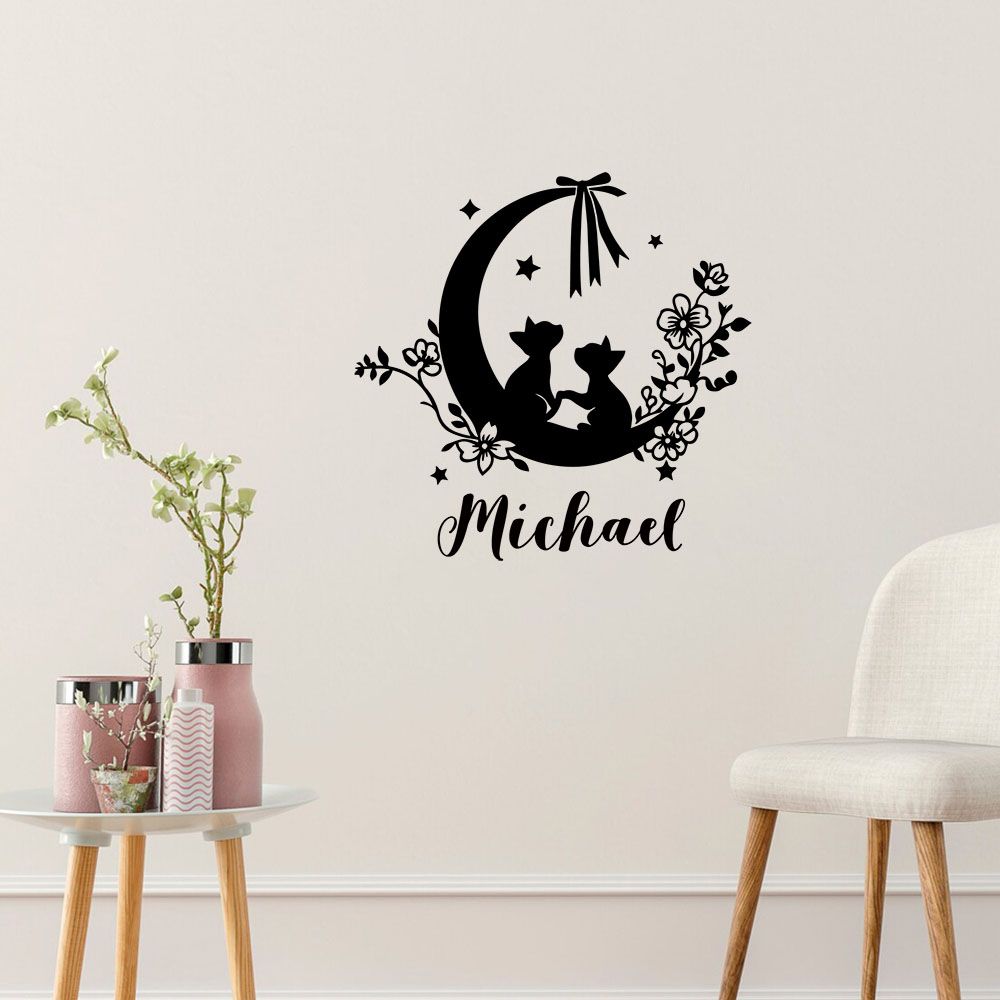 Home Decor Sticker - 1PC Colorful Cat Flower Moon Custom