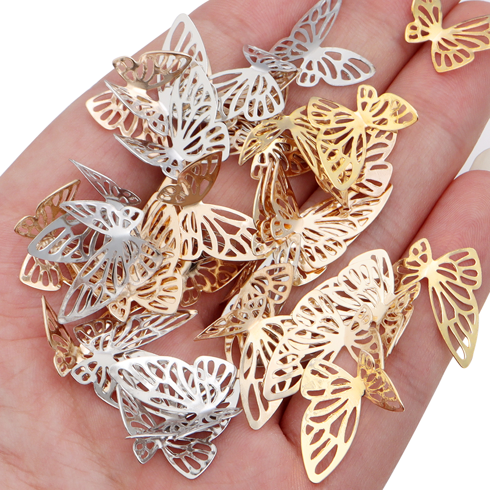 Home Decor Solution - 50-100pcs/lot 19x17mm Metal Iron Hollow Butterfly