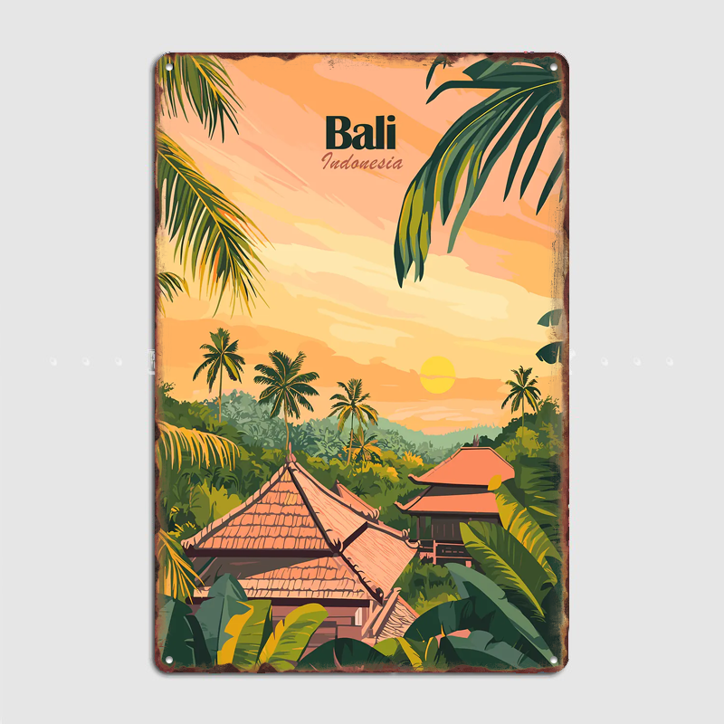 Home Decor Indonesia - Bali, Indonesia Travel Poster Metal Sign