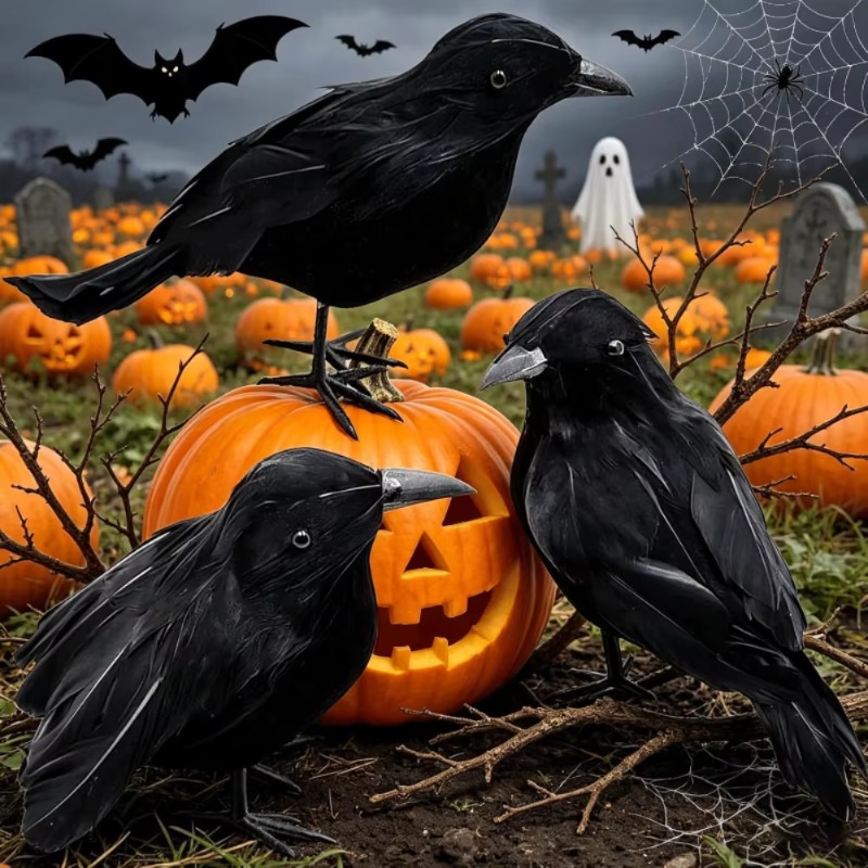 Home Decor Free - 1PC Black Crow Halloween Decoration Realistic