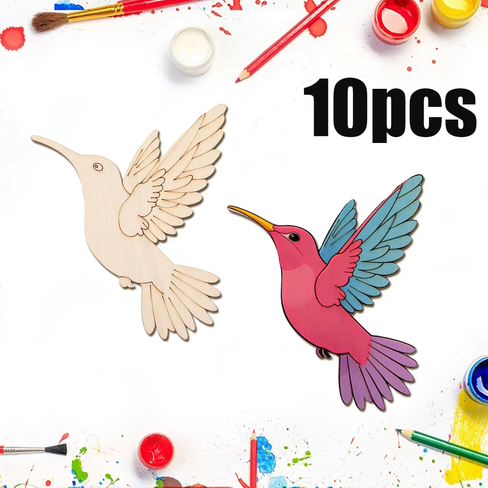 Home Decor Free - 10pcs Unfinished Wood Animal Bird Cutouts,Wooden