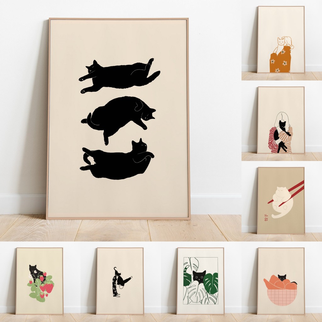 Home Decor Minimal - Minimalist Aesthetic Cute Animal Wall Art