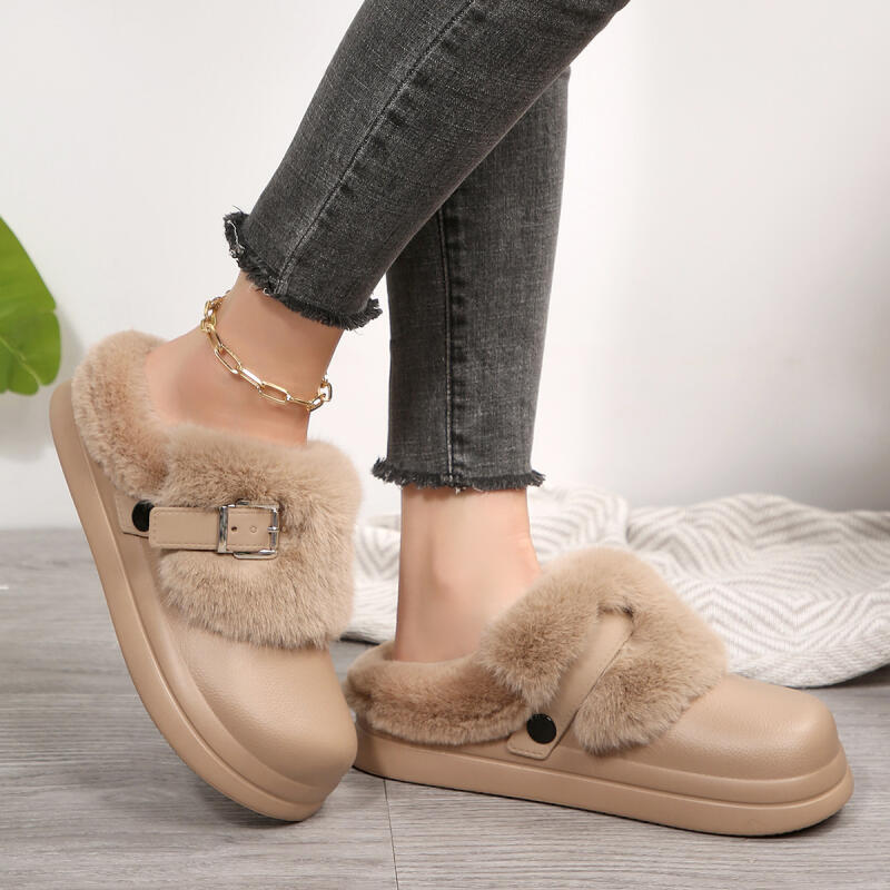 Home Decor Outdoor - Waterproof Eva Thick Bottom Furry Clogs