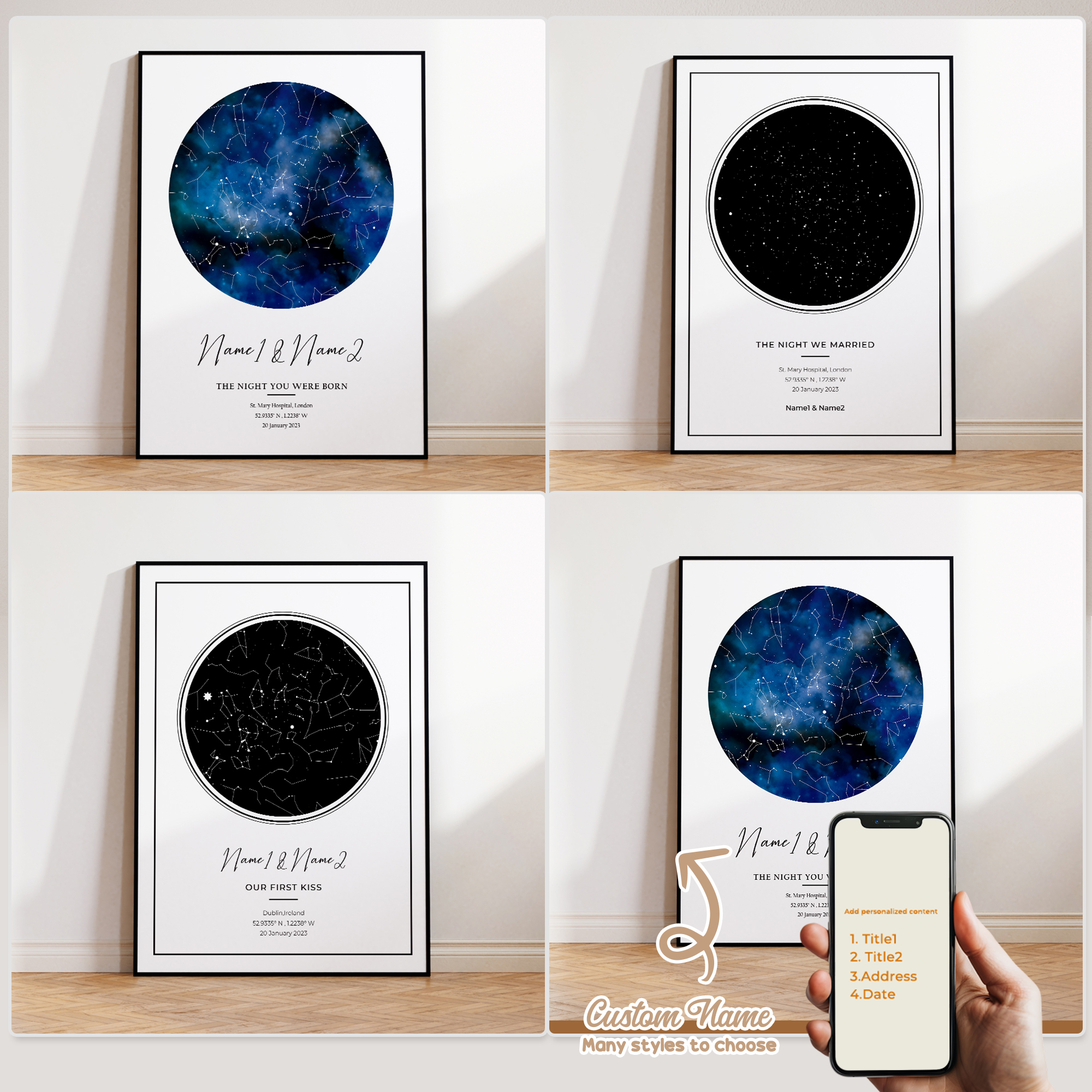 Home Decor Solution - Modern Custom Personalized Night Sky Star