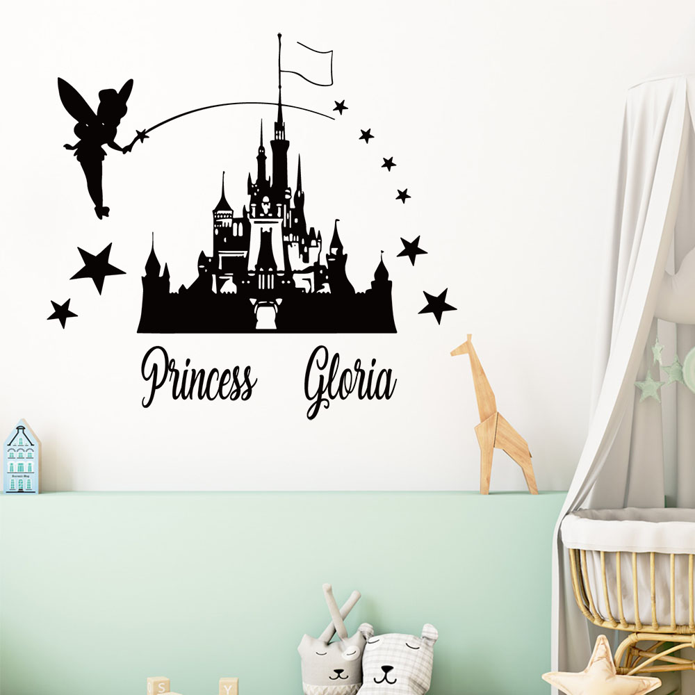 Home Decor Sticker - 1PC Cartoon Fairy Castle Customizable Name