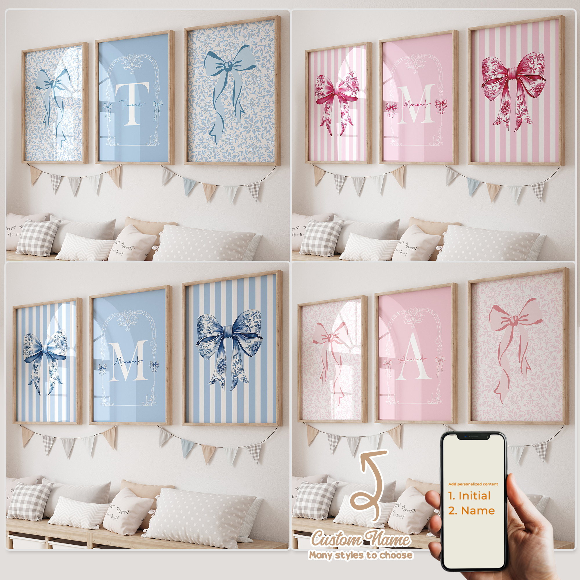 Home Decor Nepal - 3pcs Personalized Custom Name Cartoon Child
