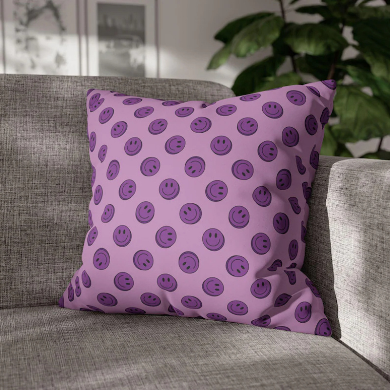 VIKAMA Purple Smile Cushion Co - Home Decor Emoji reseña y precio