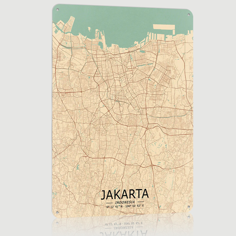 Jakarta Vintage Map Printed Po - Home Decor Jakarta reseña y precio