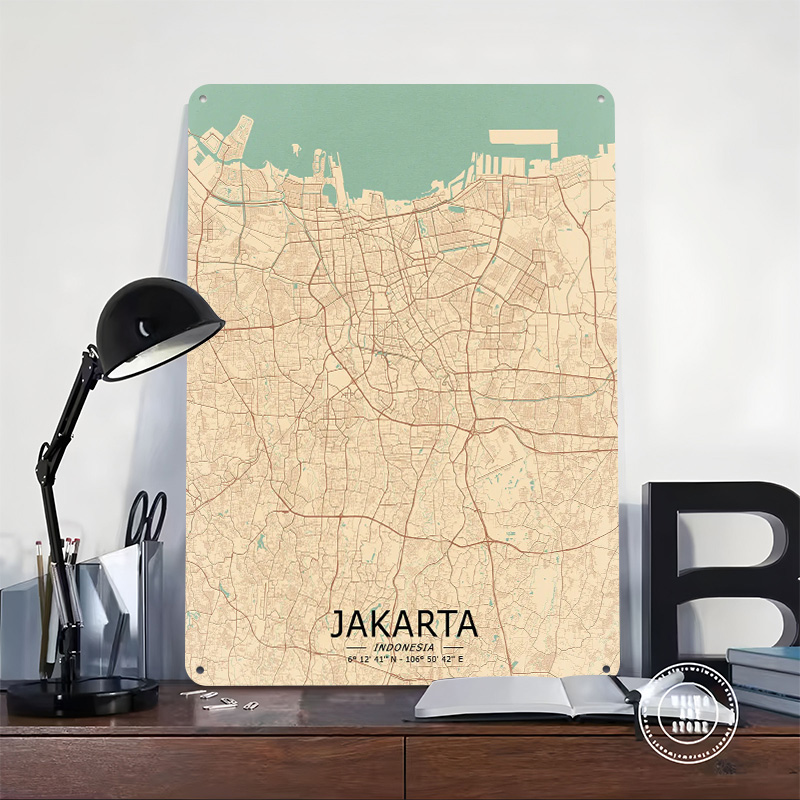 Jakarta Vintage Map Printed Po - Home Decor Jakarta reseña y precio