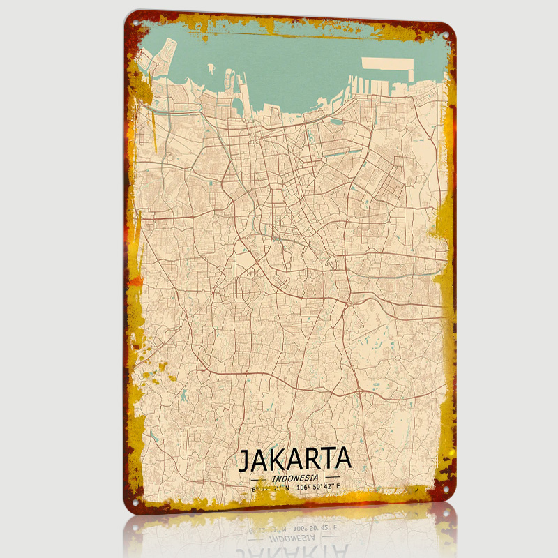 Jakarta Vintage Map Printed Po - Home Decor Jakarta reseña y precio