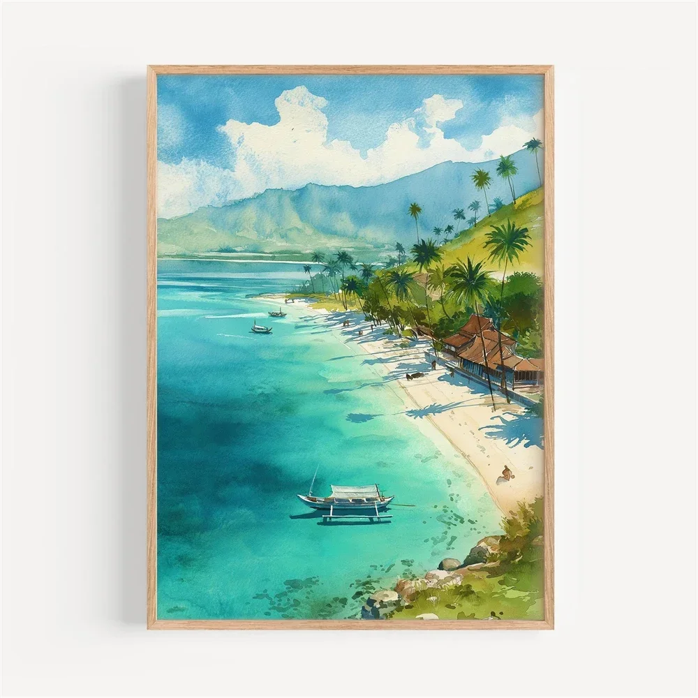 Lombok Watercolor Canvas Paint - Home Decor Indonesia reseña y precio