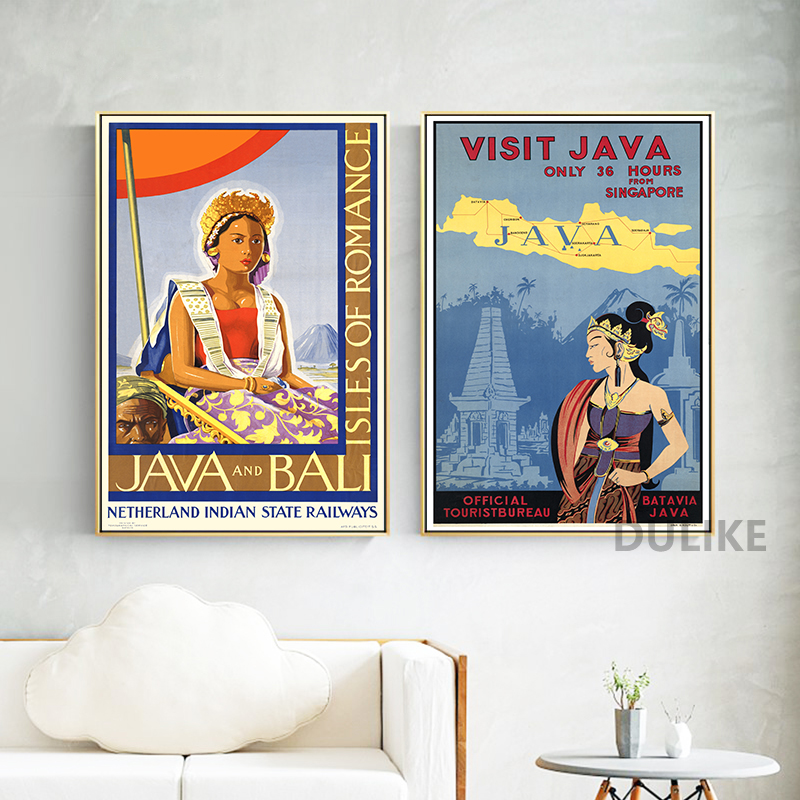 Bali Java Vintage Travel Poste - Home Decor Bali reseña y precio