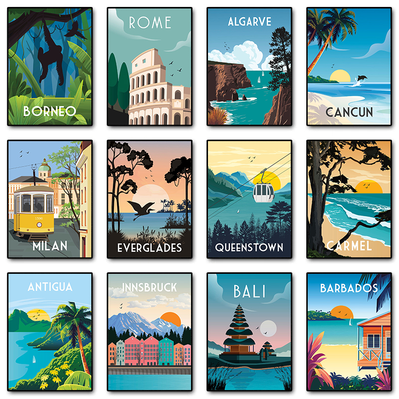 Travel Illustrated Canvas Pain - Home Decor Bali reseña y precio