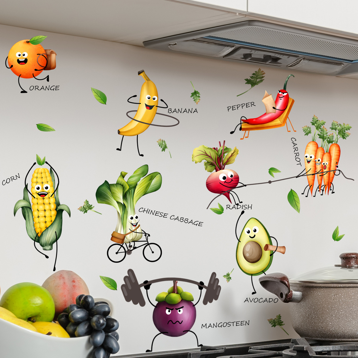 Cartoon Emoji Fruit Wall Stick - Home Decor Emoji reseña y precio
