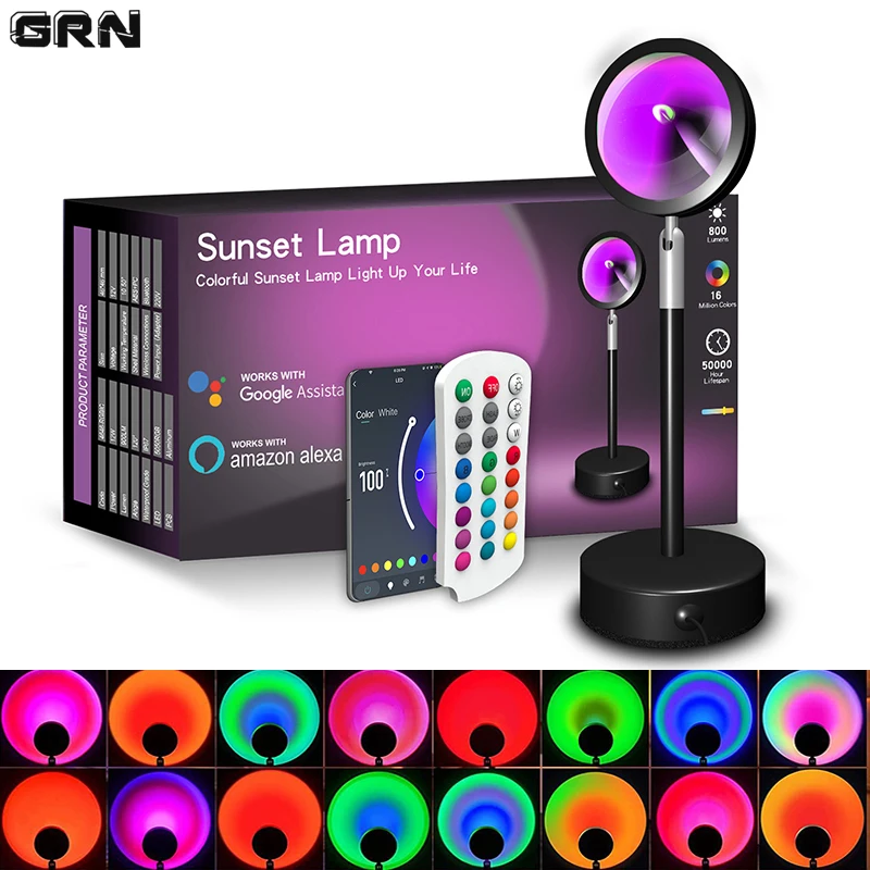 Smart LED Sunset Lamp Colorful - Home Decor Free App reseña y precio