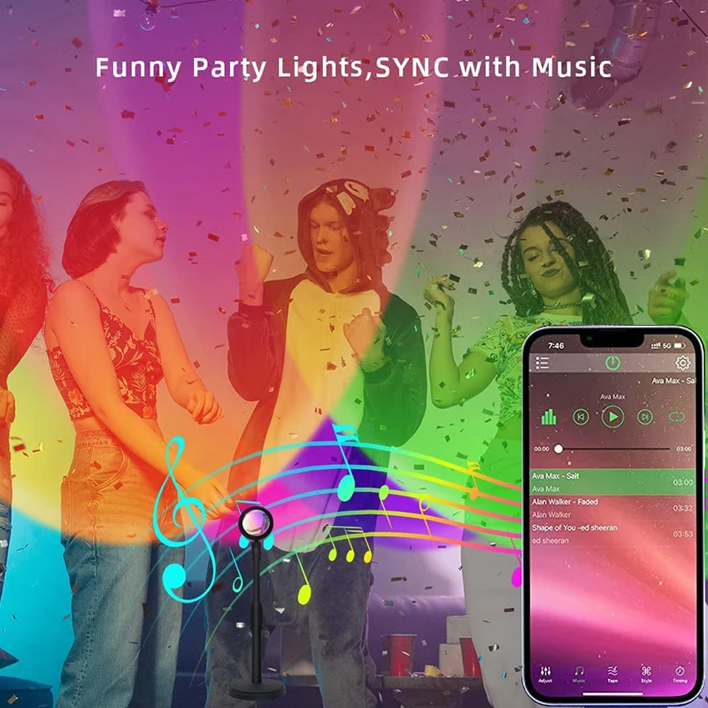 Smart LED Sunset Lamp Colorful - Home Decor Free App reseña y precio
