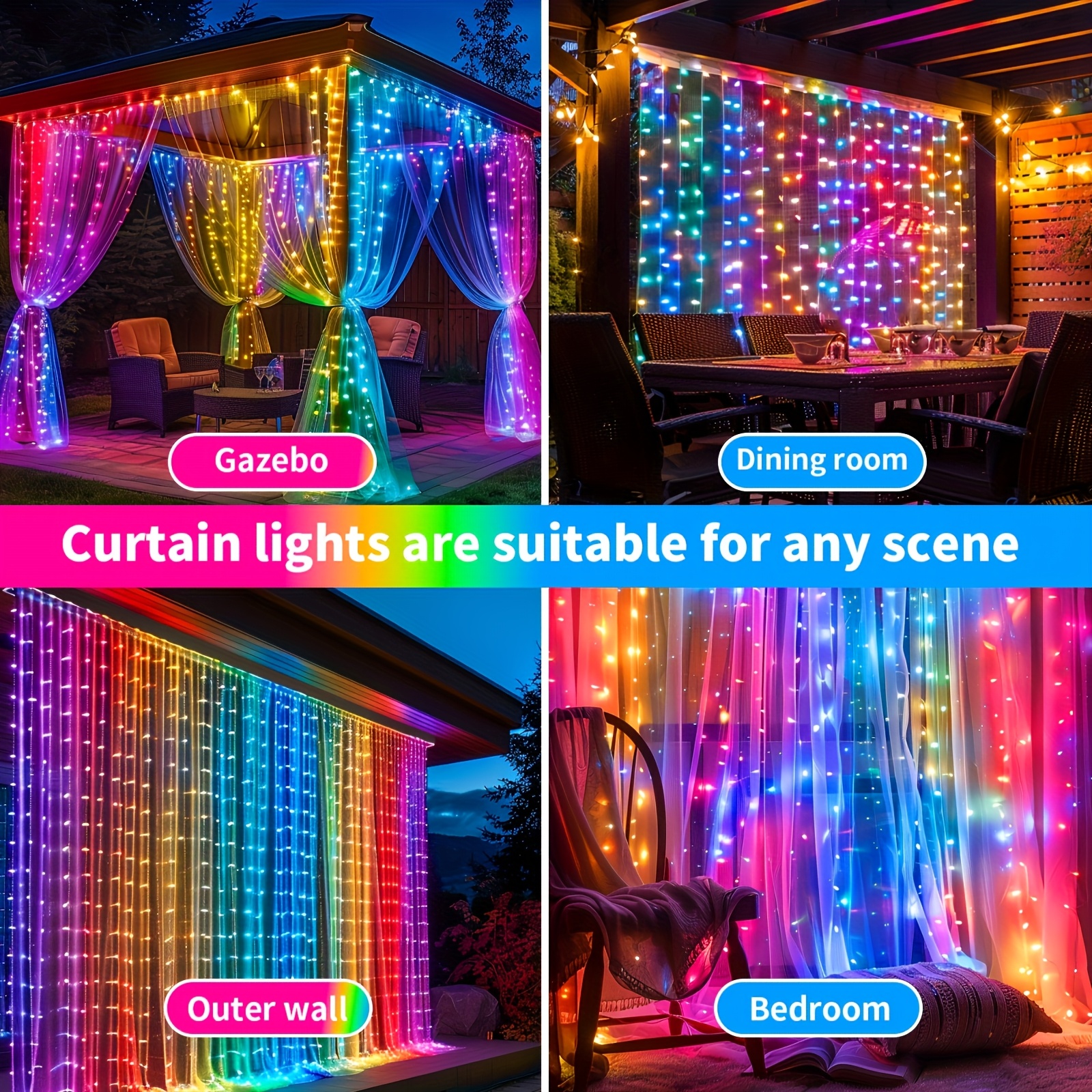 [318LED Solar Curtain Lights]  - String Curtain Light reseña y precio