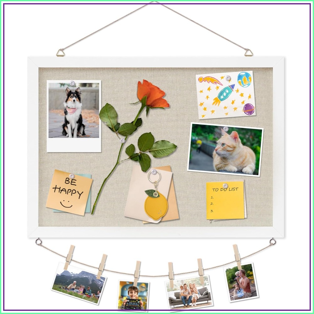 Linen White Cork Board 17x12in - Home Decor Vision Board reseña y precio