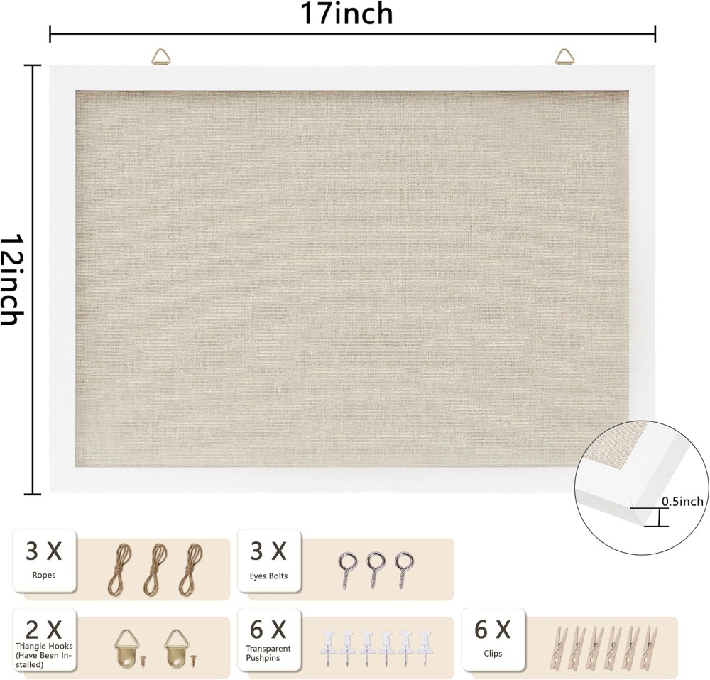 Linen White Cork Board 17x12in - Home Decor Vision Board reseña y precio