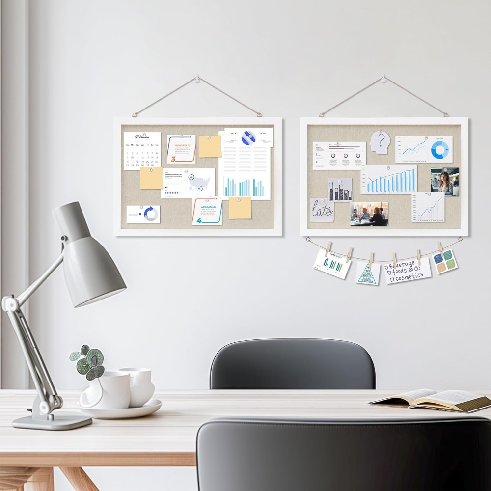 Linen White Cork Board 17x12in - Home Decor Vision Board reseña y precio