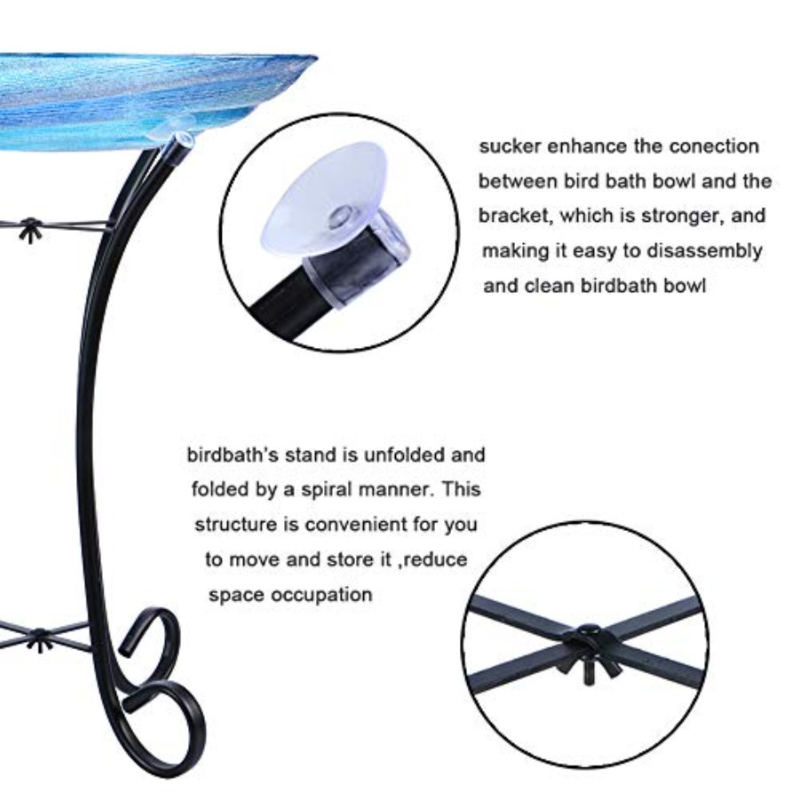 MUMTOP Outdoor Glass Birdbath  - Home Decor Outdoor reseña y precio