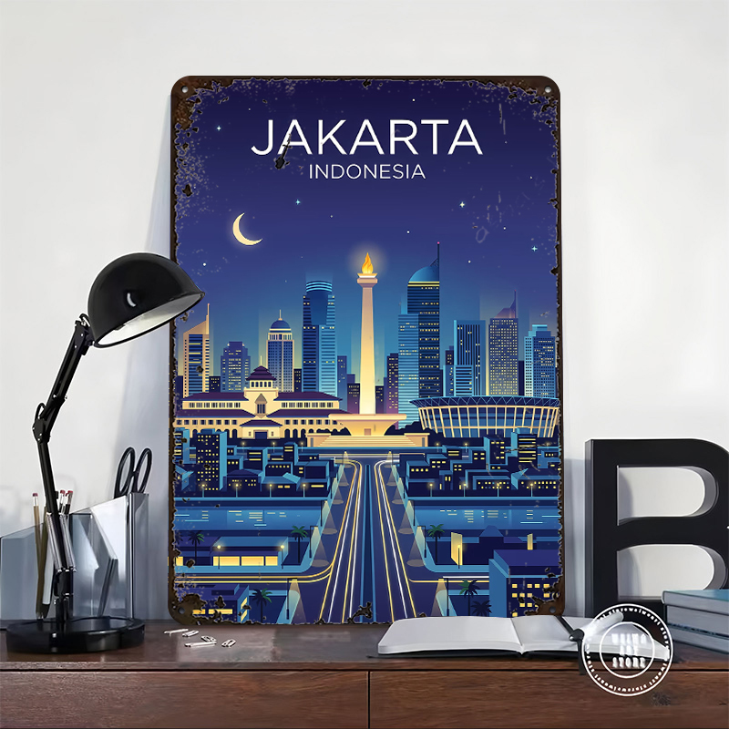 Jakarta Cityscape At Night Met - Home Decor Jakarta reseña y precio