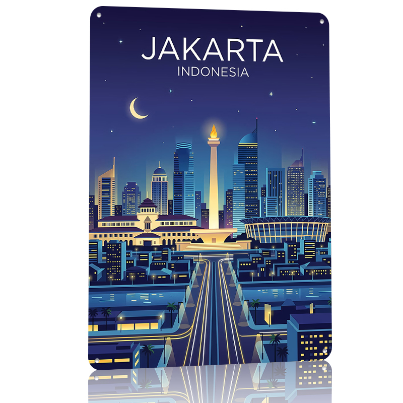 Jakarta Cityscape At Night Met - Home Decor Jakarta reseña y precio