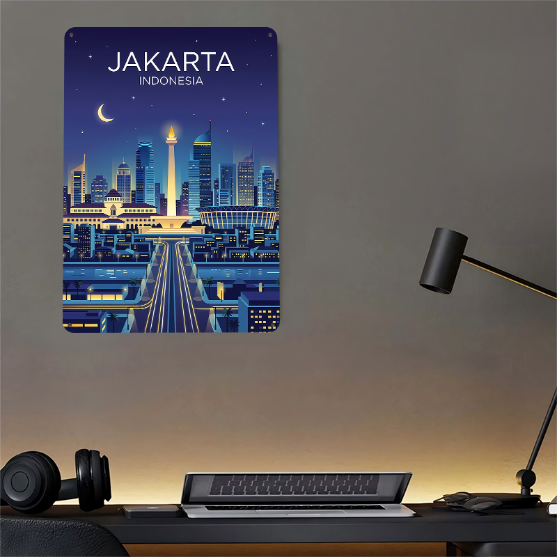 Jakarta Cityscape At Night Met - Home Decor Jakarta reseña y precio