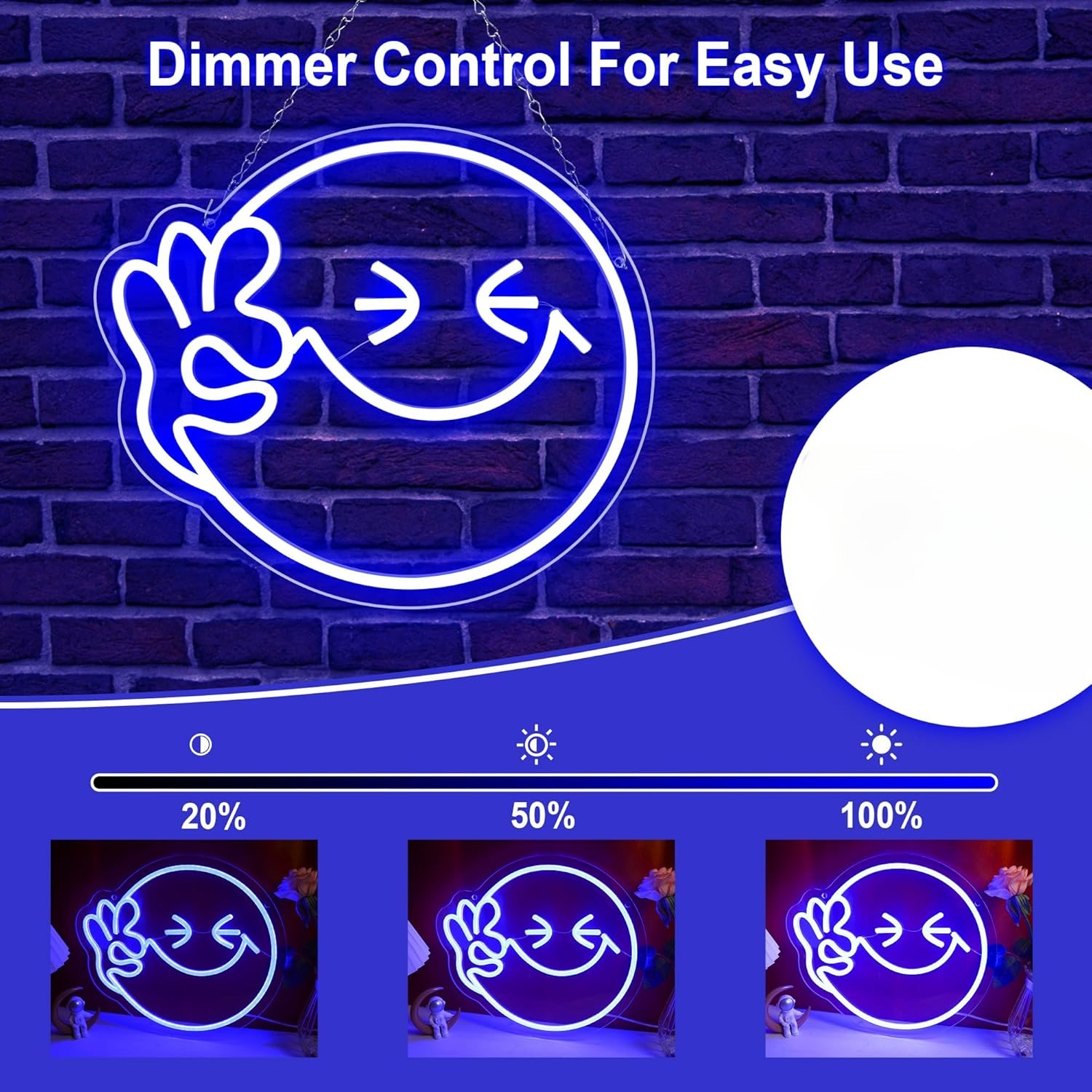 Emoji Smile OK  Neon Sign USB  - Home Decor Emoji reseña y precio