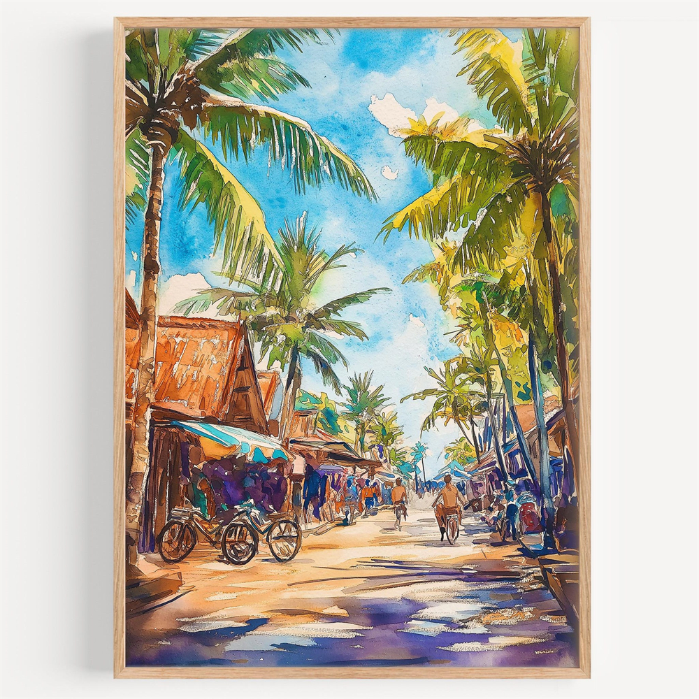 Lombok Watercolor Canvas Paint - Home Decor Indonesia reseña y precio