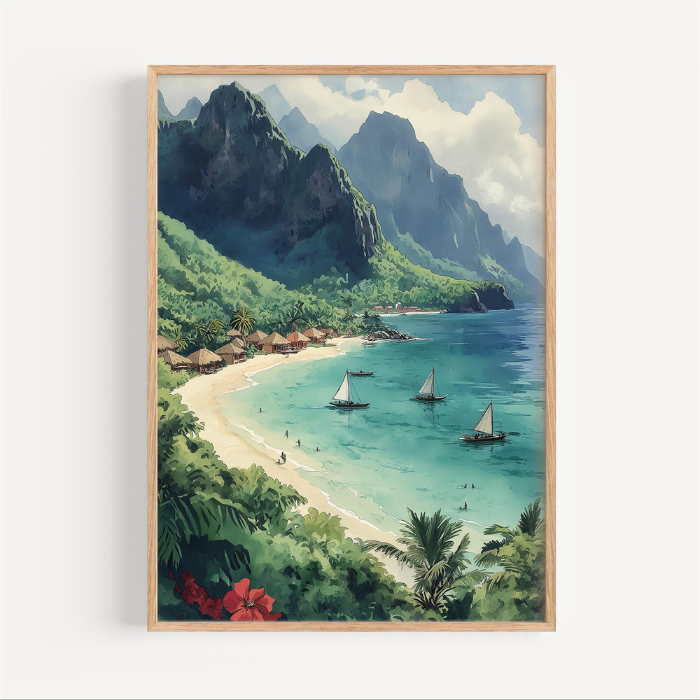 Lombok Watercolor Canvas Paint - Home Decor Indonesia reseña y precio