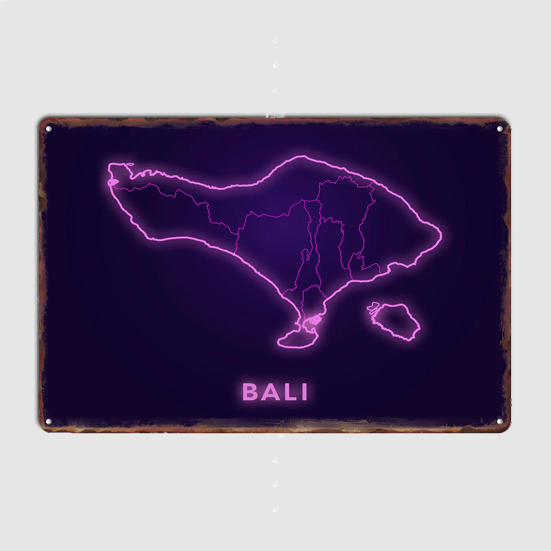 Bali Map Neon Pink Outline Met - Home Decor Bali reseña y precio