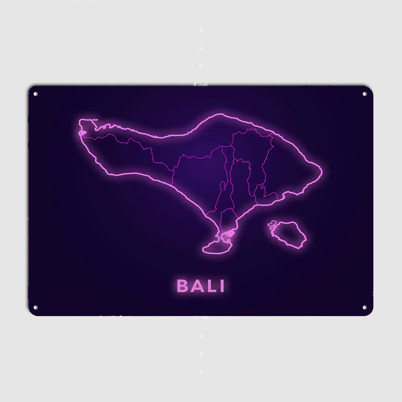 Bali Map Neon Pink Outline Met - Home Decor Bali reseña y precio