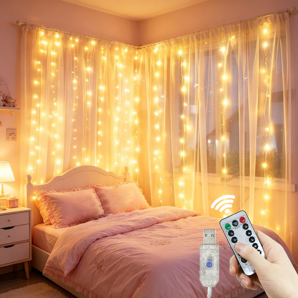 LED Curtain String Lights Garl - String Curtain Light reseña y precio