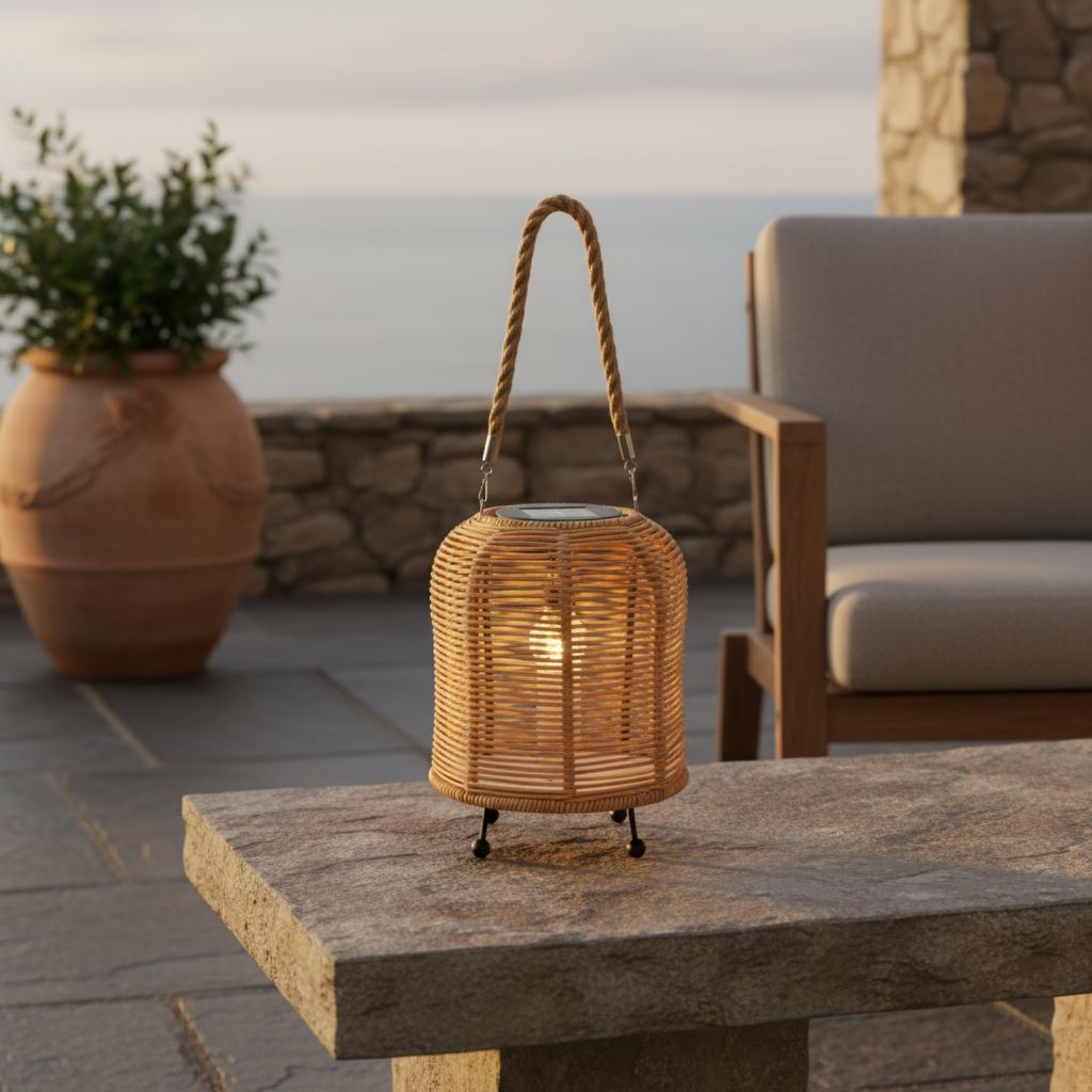 Handwoven Solar Lantern Warm L - Home Decor Outdoor reseña y precio