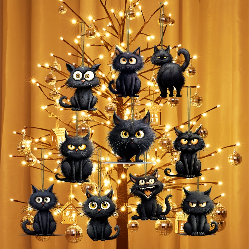 Handmade Black Cat Emoji Woode - Home Decor Emoji reseña y precio