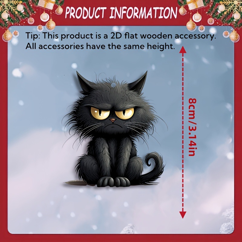 Handmade Black Cat Emoji Woode - Home Decor Emoji reseña y precio