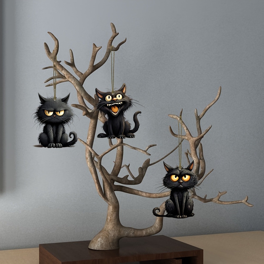 Handmade Black Cat Emoji Woode - Home Decor Emoji reseña y precio