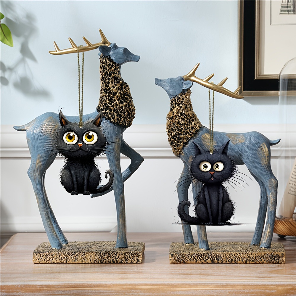 Handmade Black Cat Emoji Woode - Home Decor Emoji reseña y precio