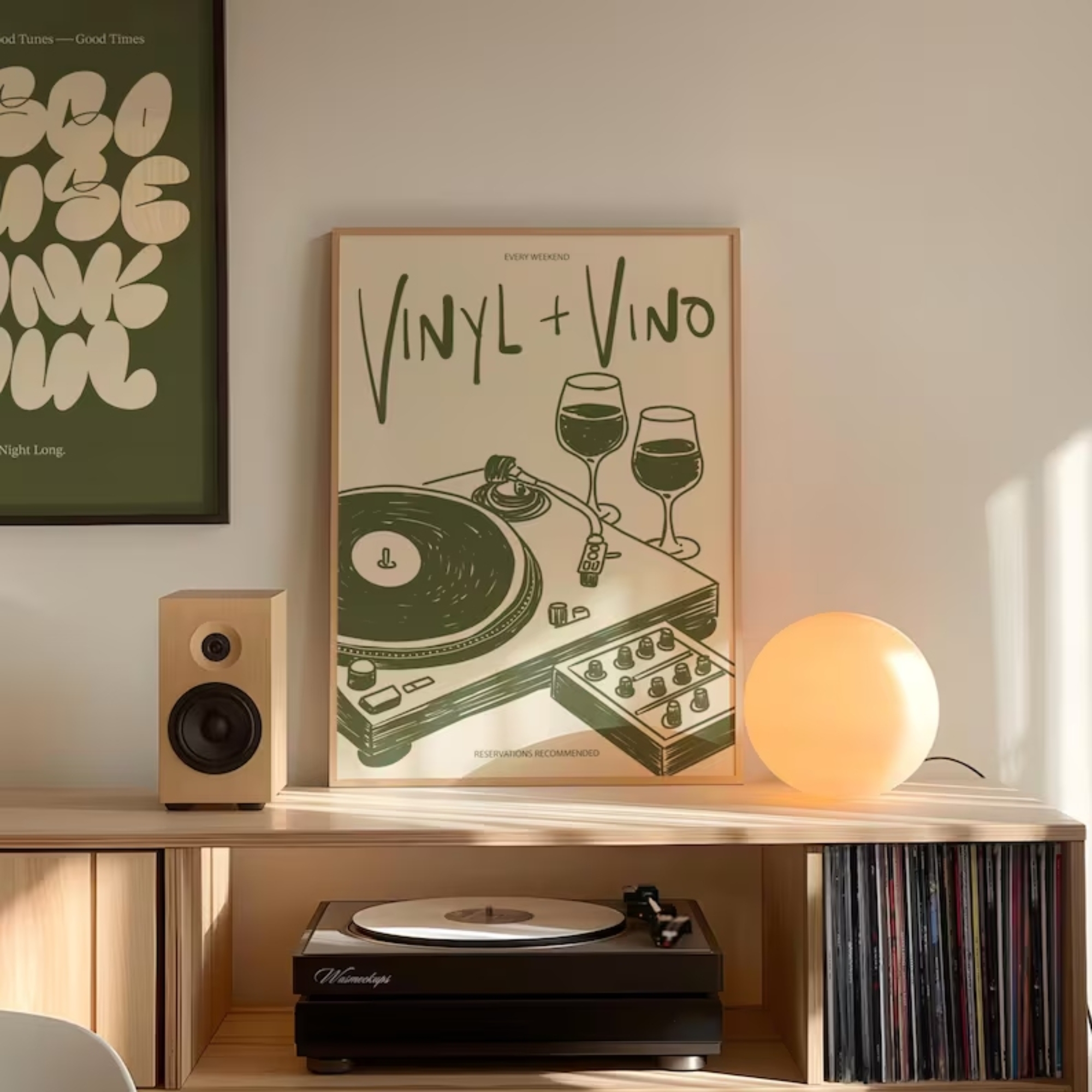 Vinyl & Vino Music Illustratio - Home Decor Nepal reseña y precio