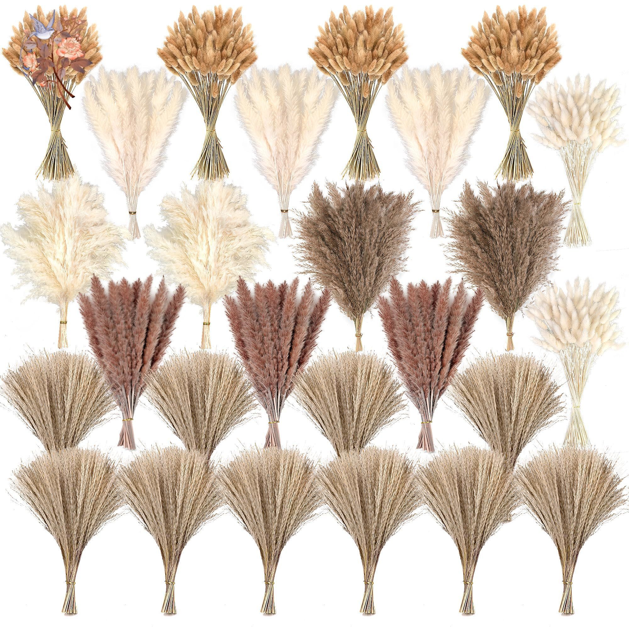 300Pcs Natural Large Pampas Gr - Dried Flower Bouquet reseña y precio