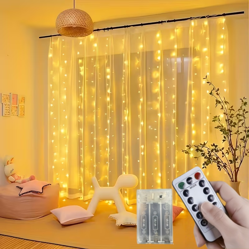300/600 LED Battery-Operated F - String Curtain Light reseña y precio
