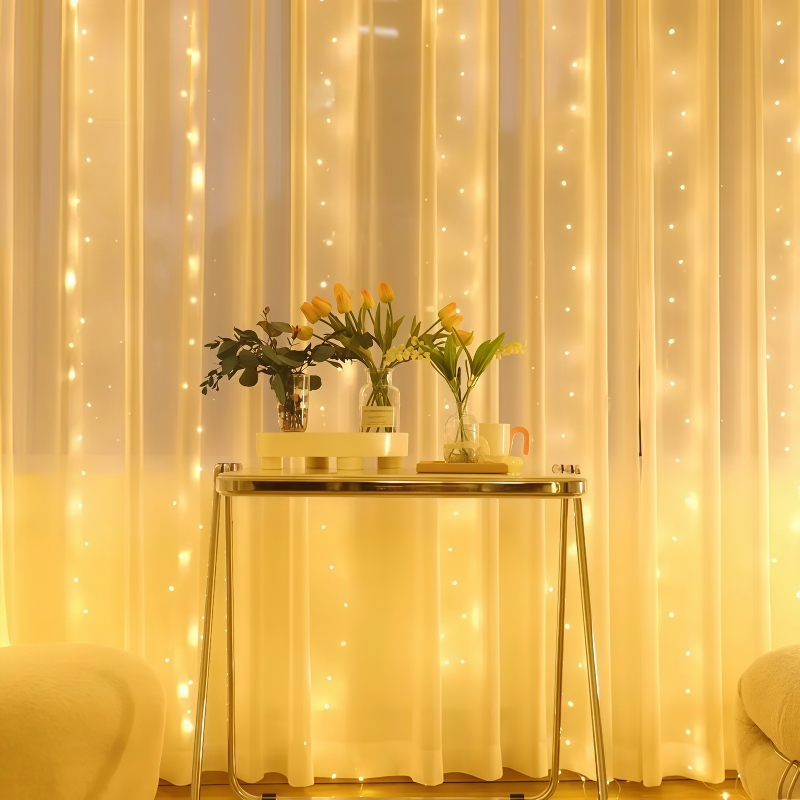 300/600 LED Battery-Operated F - String Curtain Light reseña y precio