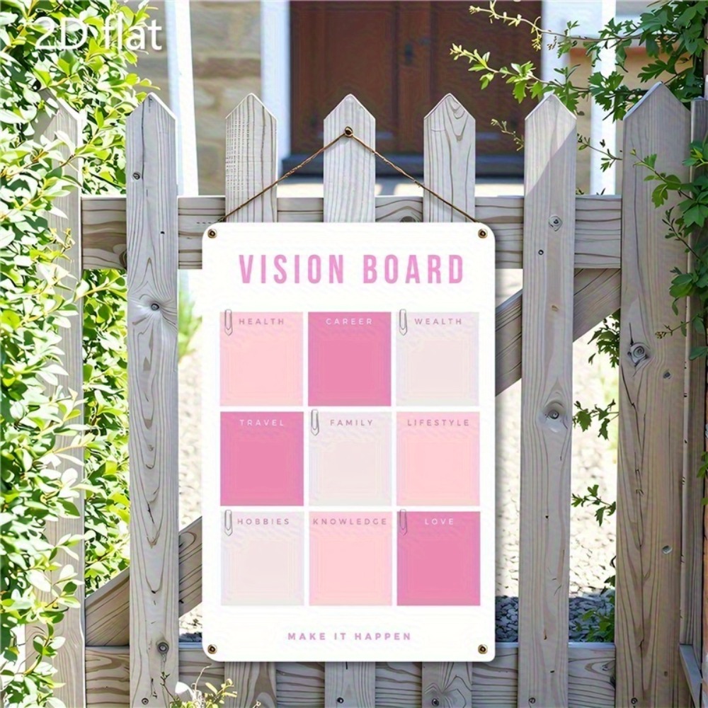 2D Flat Metal Wall Art, Pink W - Home Decor Vision Board reseña y precio