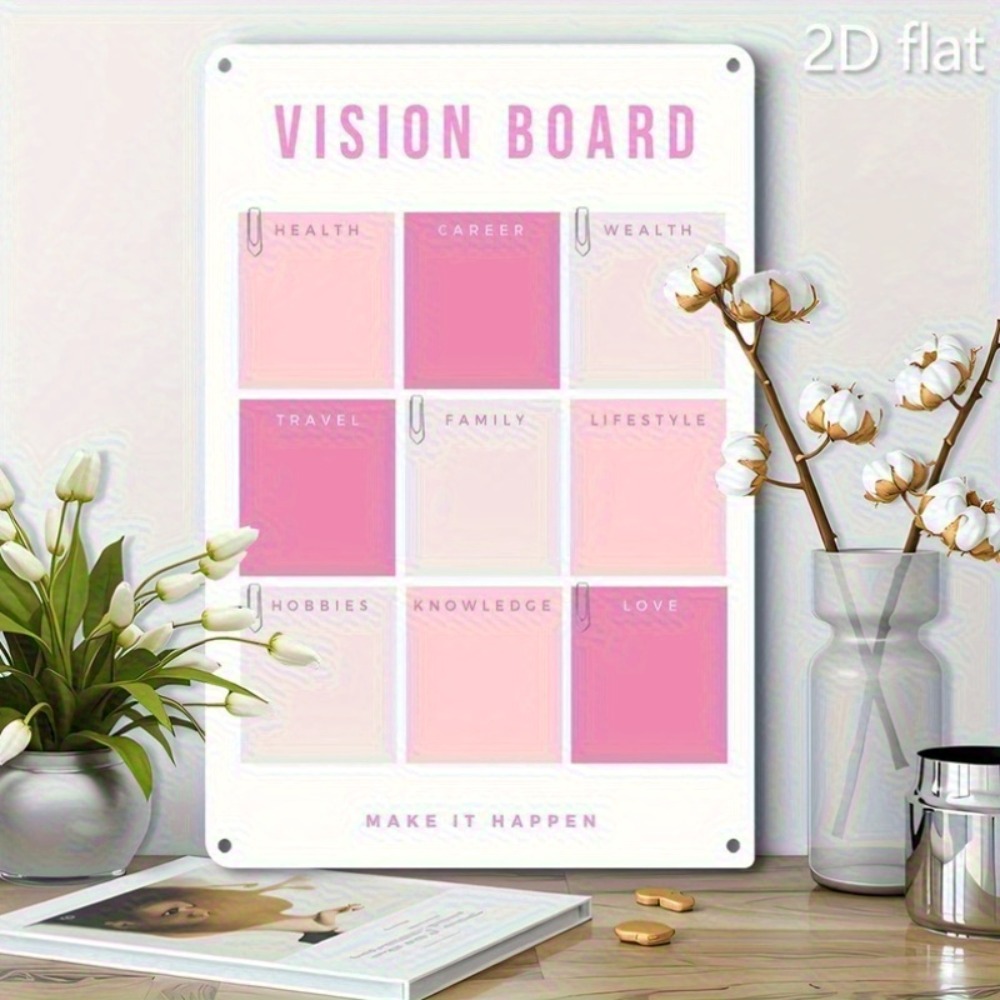 2D Flat Metal Wall Art, Pink W - Home Decor Vision Board reseña y precio