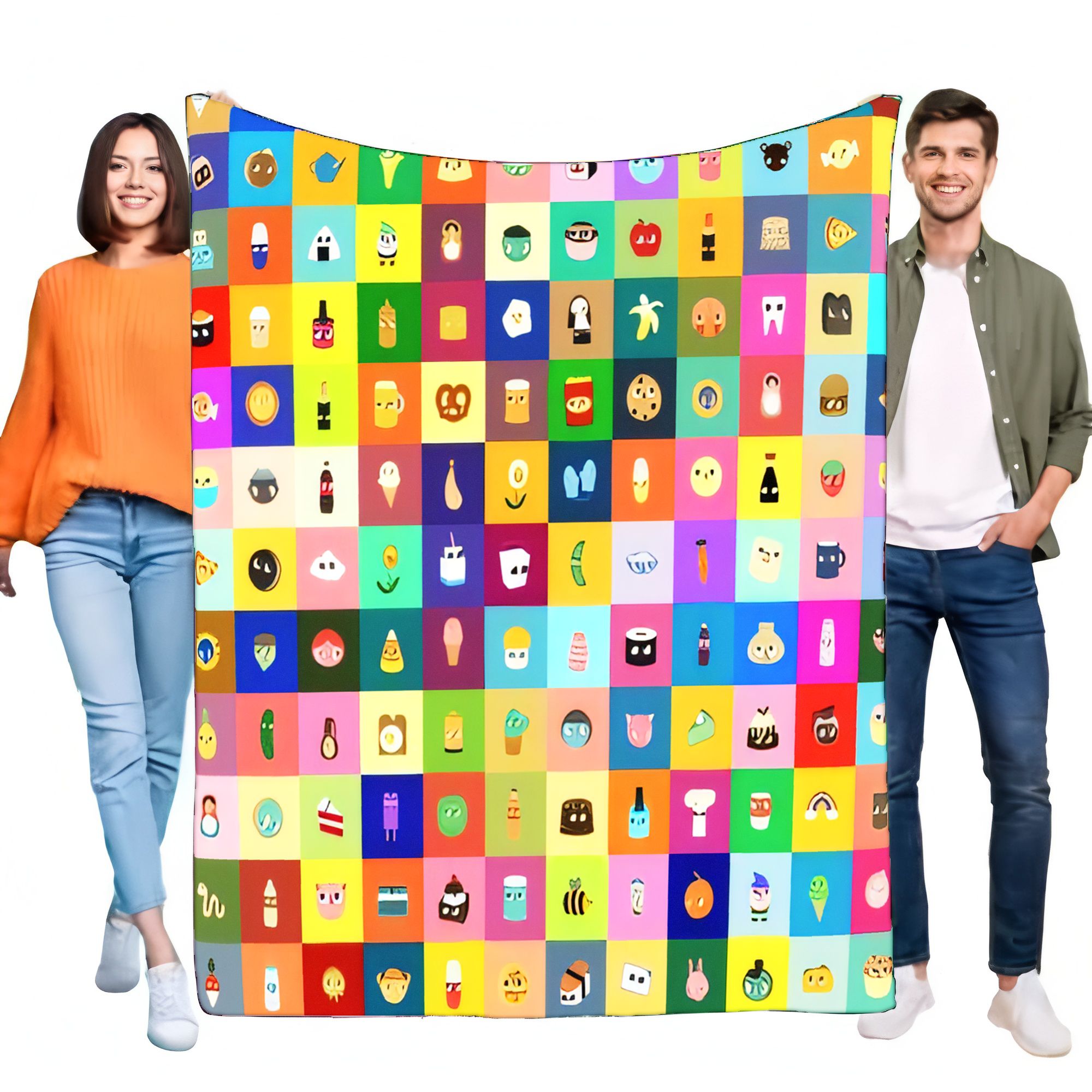 Vibrant Cartoon Icon Grid Blan - Home Decor Emoji reseña y precio