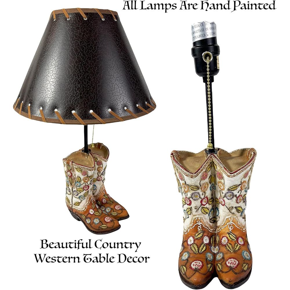Western Cowboy Boot Table Lamp - Home Decor Living Room reseña y precio