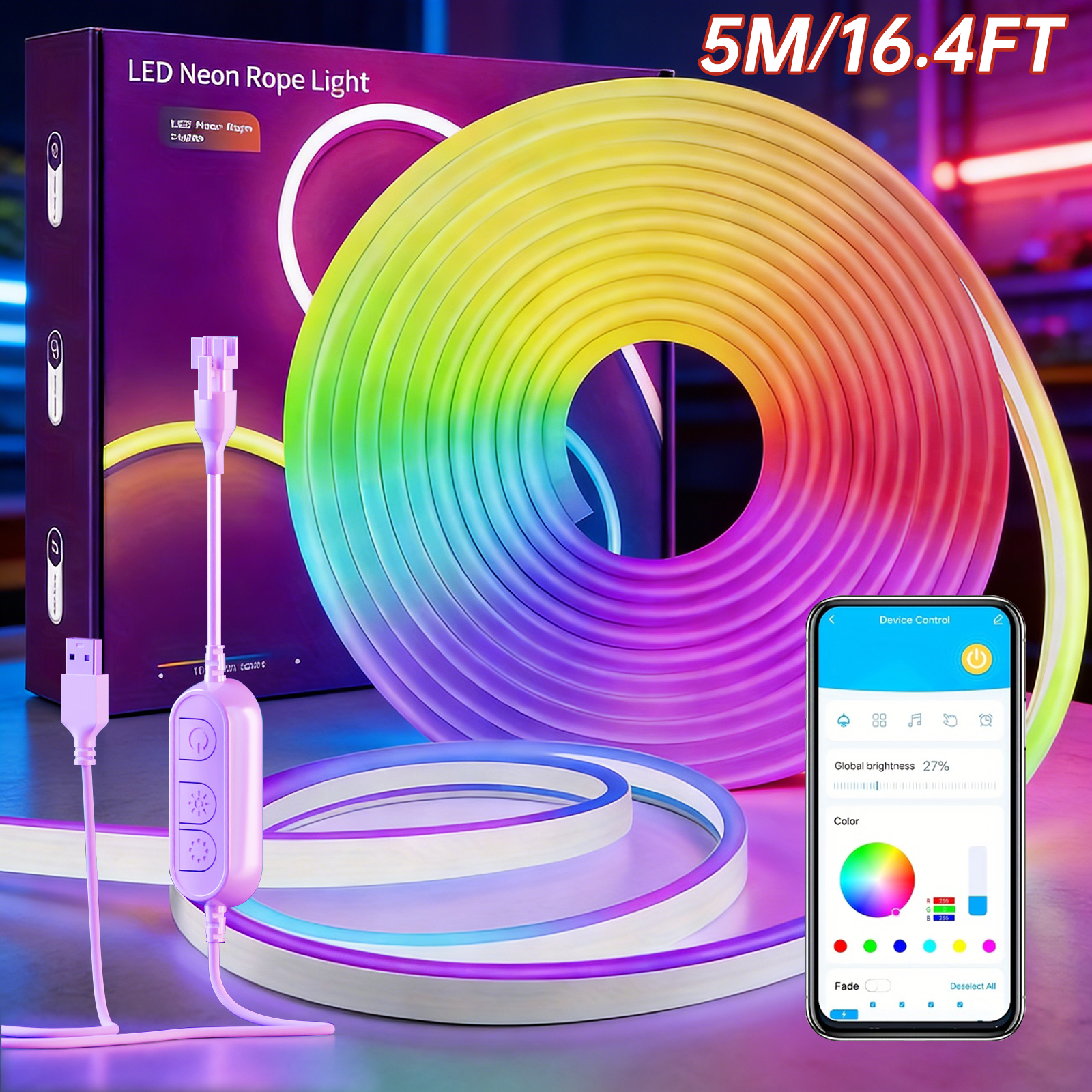5M RGB Color Changing Neon Lig - Home Decor Free App reseña y precio